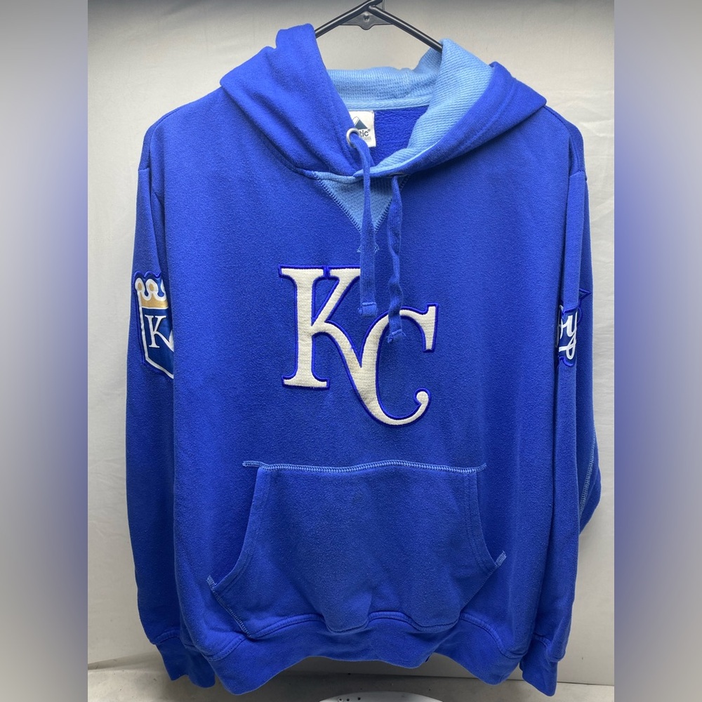Vintage Mens Majestic Kansas City KC Royals MLB Pullover Baseball Hoodie Adult S